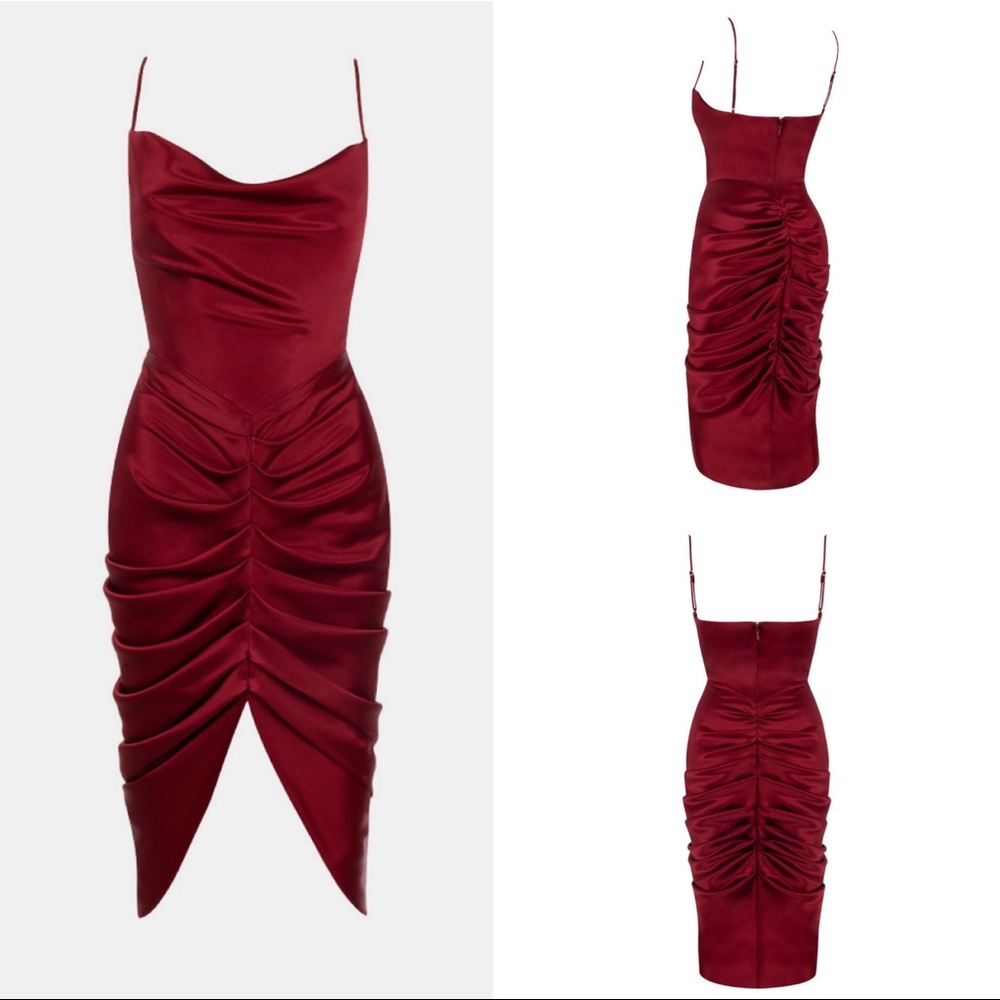 Ruched Cowl Neck Dress